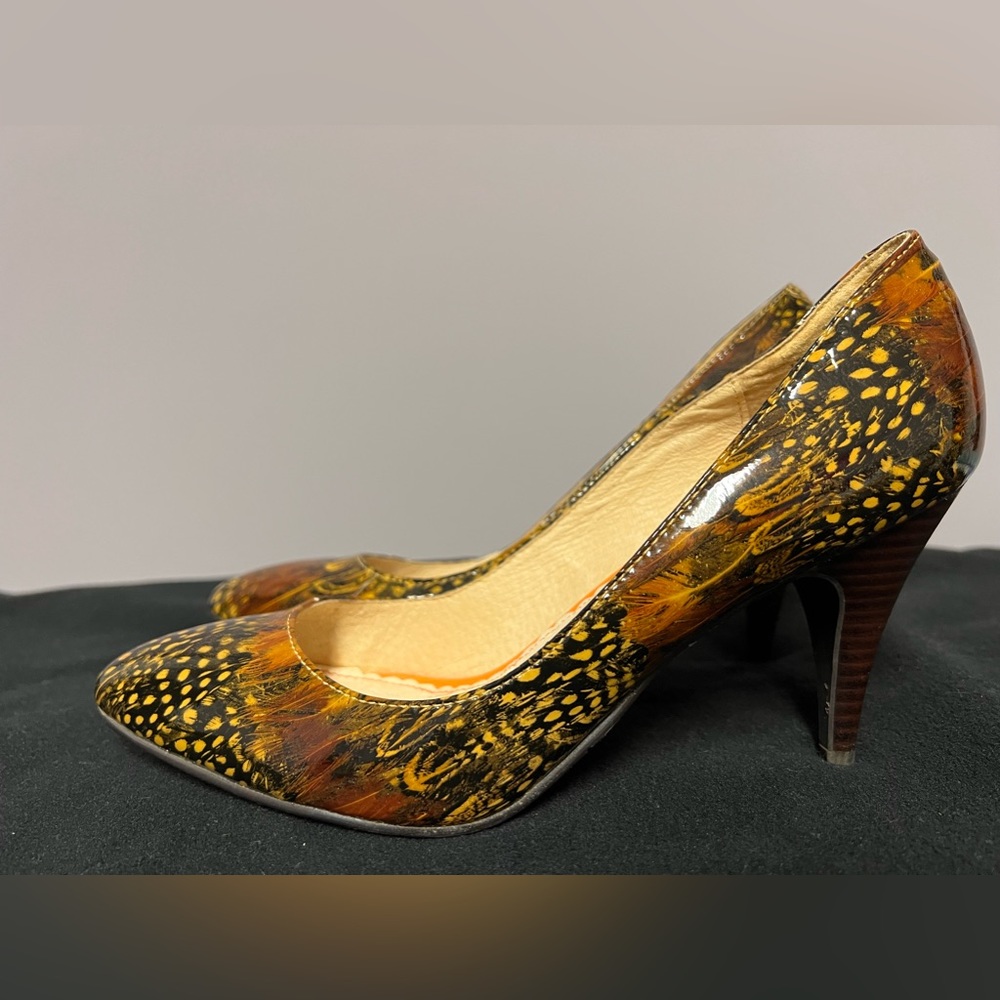 Lovely People FEATHER PRINT Shoes HIGH Heels 8